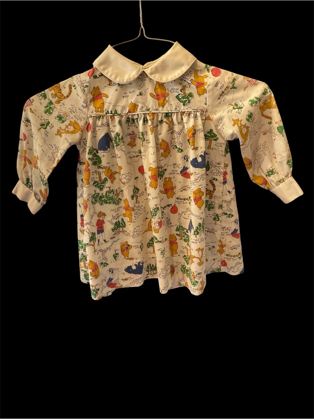 Winnie the Pooh Sears dress child size 4 1970s vintage 100 Aker Wood Map print